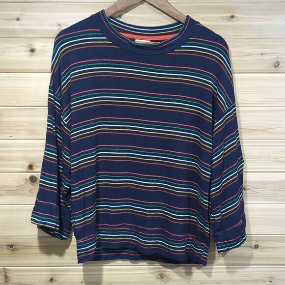 Sundry Womens Sweater Small Blue Striped Casual Sweater Size 1 - Picture 1 of 10